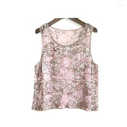 Women's Tanks Embellished Sequin Tank Tops Evening Top Ladies Vintage Beaded Mesh Summer Casual Sleeveless Paisley With Appliques