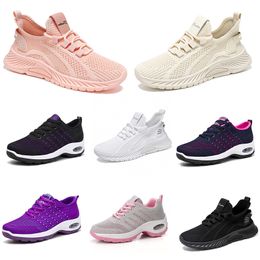 New Men Women Hiking Running Flat Shoes Soft Sole Fashion Purple White Black Comfortable Sports Color Blocking Q28 GAI sport