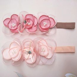 Hair Accessories Baby Lace Flower Headband Pink Girl Princess Cute Headbands Headdress With Pearl