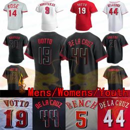 Reds Jerseys #44 Elly De La Cruz 19 Joey Votto 6 Jonathan India 11 Barry Larkin Baseball Jerseys 37 Tyler Stephenson 30 Will Benson 28 Newman Young Cincinnati