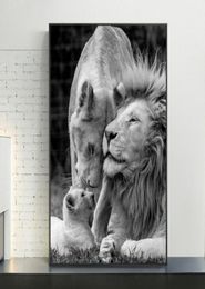 African Lions Family Black And White Canvas Art Posters Prints Animals Paintings On The Wall Pictures Home Decor9497997
