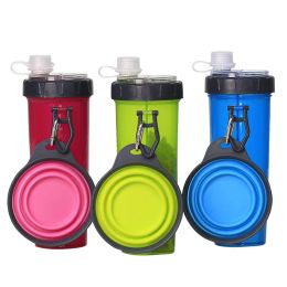 Feeding Dog Travel Water Bottle Collapsible Bowls 2 in 1 Pet Food Container with Collapse Bowls Outdoor Portable Water Bowls for Walking