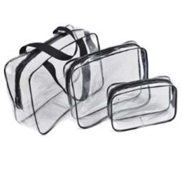 Travel Transparent Three Piece Set PVC Makeup Waterproof Toiletries Portable Storage Bag 5367