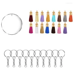 Keychains 90 Pieces Acrylic Blank Sublimation Heat Transfer Keychain With Jumping Ring Tassel For DIY Gift Making