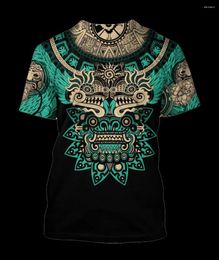 Mens T Shirts Summer Trend Harajuku Mexican Aztec Quetzon Casual T-shirt Street Fashion Classic Retro O-neck Loose Senior 3D Printed Top