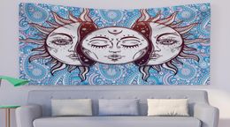 Blue Sun And Moon Mandala Tapestry Wall Hanging Decor For Living And Bedroom8346452