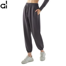 Al women's Sports pants for women with soft and sticky air layer ankle running pants for exercise, loose and casual wide leg solid Colour fitness pants DSP-661