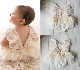 Baby Girls Rompers Newborn Summer Autumn Lace Flower Backless Romper Princess Elegant Jumpsuit Tutu Dress OnePieces Outfits19360069
