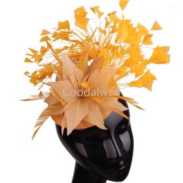 Berets Black Fascinators Hats Accessories Headband Women Wedding Cocktail Feathers Headwear Racing Chapeau For Femme