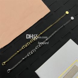 Designer Silver Chains Bracelets Women Trendy Letter Metal Bracelets Retro Brass Copper Chains With Gift Box