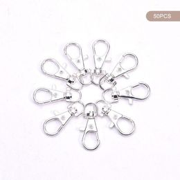 Keychains 50 Pcs Metal Silver Swivel Clasps Lanyard Snap Hook Lobster Claw Clasp DIY Split Key Ring FJewelry Making217d