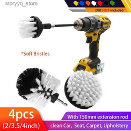 Cleaning Brushes 4pcs/set Power Scrub Clean Brush Electric Brush Kit with Extension for Cleaning Car Seat Carpet UpholsteryL240304