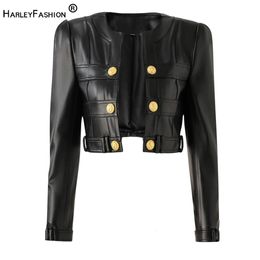 Fall Spring MotorBike Style Handsome Women Short Plaid Open PU Leather Outdoor Fashion Jacket High Quality 240219