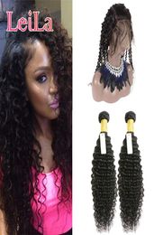 Indian 360 Lace Frontal With Bundles Deep Wave Curly 3 Pieceslot Virgin Human Hair Pre Plucked Baby Hair Lace Frontal With 2 Bund8050428