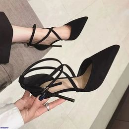 Fine Heeled Shoes All-Match Branded Pumps Pointed Wedge Hollow Lace-Up Basketball Platform Sexy Sandals Footwear Stiletto S 240304