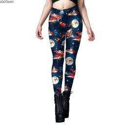 Leggings 2023 IOOTIANY Women High Waist Slim Leggings Xmas Christmas 3D Printed Bottoms Cosplay Trousers Ropa Mujer New Year Legins Mujer