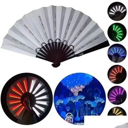 Party Decoration 1Pc Luminous Folding Fan 13Inch Led Play Colorf Hand Held Abanico Fans For Dance Neon Dj Night Clubparty Fy8446 Dro Dhmve