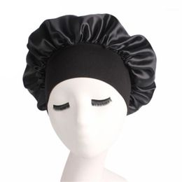 Long Hair Care Women Fashion Satin Bonnet Cap Night Sleep Hat Silk Cap Head Wrap Sleep Hat Hair Loss Caps Accessories1258Z