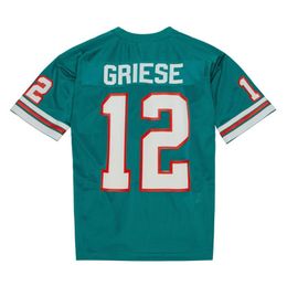 Stitched football Jersey 12 Bob Griese 1973 blue white mesh retro Rugby jerseys Men Women and Youth S-6XL