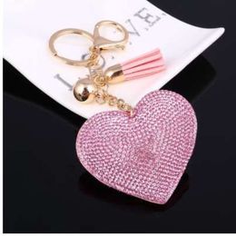 ZOSH Heart Keychain Leather Tassel Gold Key Holder Metal Crystal Key Chain Keyring Charm Bag Auto Pendant Gift Whole 2633