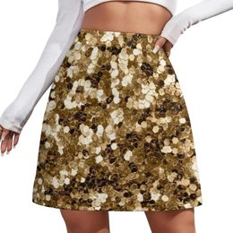 Skirts Glamorous Gold Mini Skirt Kpop Shorts Summer Dresses For Women 2024