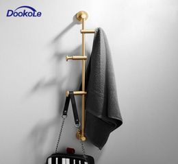 Solid Brass Coat Rack Adjustment Wall Mount Coat Hooks with 3456 Hooks for Hats Scarves Clothes Handbags Y2001089220872