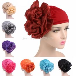 Muslim Women Hijab Turban Big Flower Beanie Bonnet Head Scarf Wrap Chemo Cap Cancer Hat Islamic Headwear Hair Loss Cover Arabic