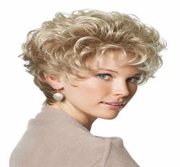 fashion trend wig fluffy blonde womens curly Womens hair full wigwig cap 9143090