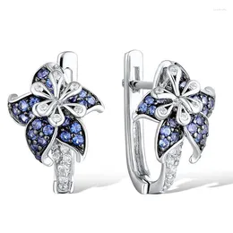 Stud Earrings Woman Blue Flower Cubic Zirconia Earring Fashion Jewellery