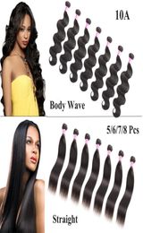 Grade 10a Unprocessed Remy Human Hair Weaves Peruvian Brazilian Body Wave And Straight Human Hair Extensions Natural Colour 56785860928