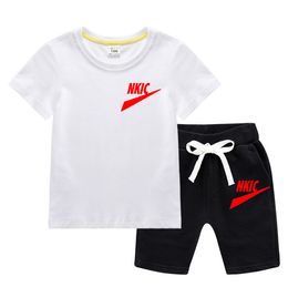 Summer 2-piece baby clothing set Kids Boys Girls Brand LOGO printed T-shirt Shorts Toddler casual baby clothing Kids sportswear