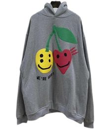 Men039s Hoodies European and American cherry smiling face printing Pullover for men and women039s clothes and hats we4425168