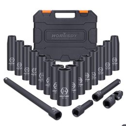 Hand Tools 20Pcs 1/2 Drive Metric Impact Socket Set Deep Wrench For Air Pneumatic Repair Drop Delivery Mobiles Motorcycles Vehicle Dha4Z