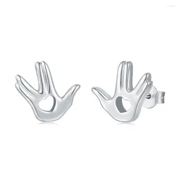 Stud Earrings 925 Sterling Silver Vulcan Salute Hand Gesture With Heart Live Long And Prosper Jewelry Gifts For Women Teen Girls