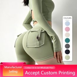 Outfit Cargo Pants Short High Waist Hip Lifting Sports Shorts Threepoint Yoga Pants Sexy Gym Yoga Women Running Shorts with Pockets