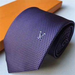 Brand Men's Tie Silk Necktie Designer purple Jacquard Party Wedding Business Woven Luxury Fashion Plaid Casual Design box suit Tie SS