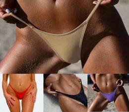 Sexy Womens Bikini GString Brazilian Thongs Swimwear Swimsuit Bottom Swimsuit Thong Solid Color fivecolor Yellow Black Purple Kh3095111