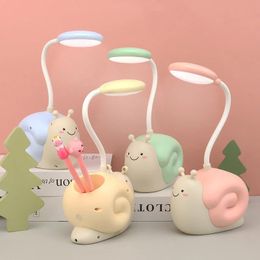 Cute Kids Cartoon Night Light USB Bedroom Bedside Lamp EEye Protection LED Table Lamp Learning Desk Reading Lamp Children's Gift 240227