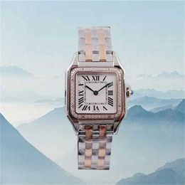 68% OFF watch Watch Couple Quartz Rectangle Women and Girls Pink Gold Small Dial Sapphire Stainless Steel Leather Band