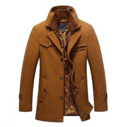 Winter Wool Coat Slim Fit Jackets Mens Casual Warm Outerwear Jacket and Men Pea Size M4Xl Drop 4 Colours 240223