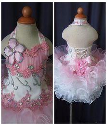 Halter Lace Toddler Pageant 2019 Cupcake Dress Baby Girls Short National Glitz Tutu Formal Wear Party Dresses For Infant Birthday 5559049