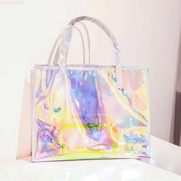 Holographic Transparent Pvc Shopping Handbag Custom One Shoulder Laser Tote Bag