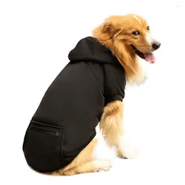 Dog Apparel Hoodie Sweatshirt Back Pocket Warm Outdoor Sweater With Hat And Leash Hole Drawstring Cotton Clothing For Large