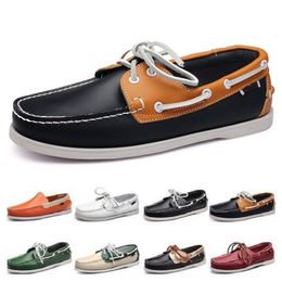 Style01 Mens Dress shoes leather British black white brown green yellow red fashion outdoor comfortable breathable Designer sports shoe