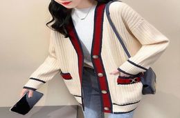 4Colors Women Pure Colour Cardigan Designer Shirt Sweaters Autumn Winter Print Stitching Knitted Small Sweet Wind Coat Cardigans Fa6045202