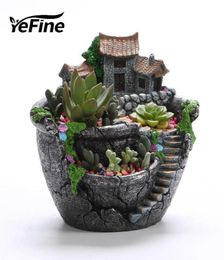 YeFine Resin Balcony Flower Pot For Succulent Plants Garden Decoration Flowerpot Planter Desktop Potted Room Micro Landscape Y20075079988