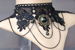 Vampire Gothic Bridal Necklace in Lace Pearls 2017 In Stock 3240cm Length Fairy Lace Lady Punk Detachable Collar for Weddings E9816376