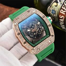56% OFF watch Watch luxury 3 pins new mens diamond quartz stainless steel case candy color rubber band