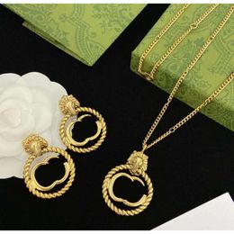 Pendant Necklaces Luxury Designer Gold Double Letter Pendant Necklaces Have Stamp Brand Letters Necklace For Women Wedding Party Gift Jewelry