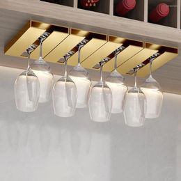 Kitchen Storage 1Pcs Bar Wine Glass Holder Wall Mounted Multi-function Hanging Cup Rack Organiser Punch-free Cupboard
